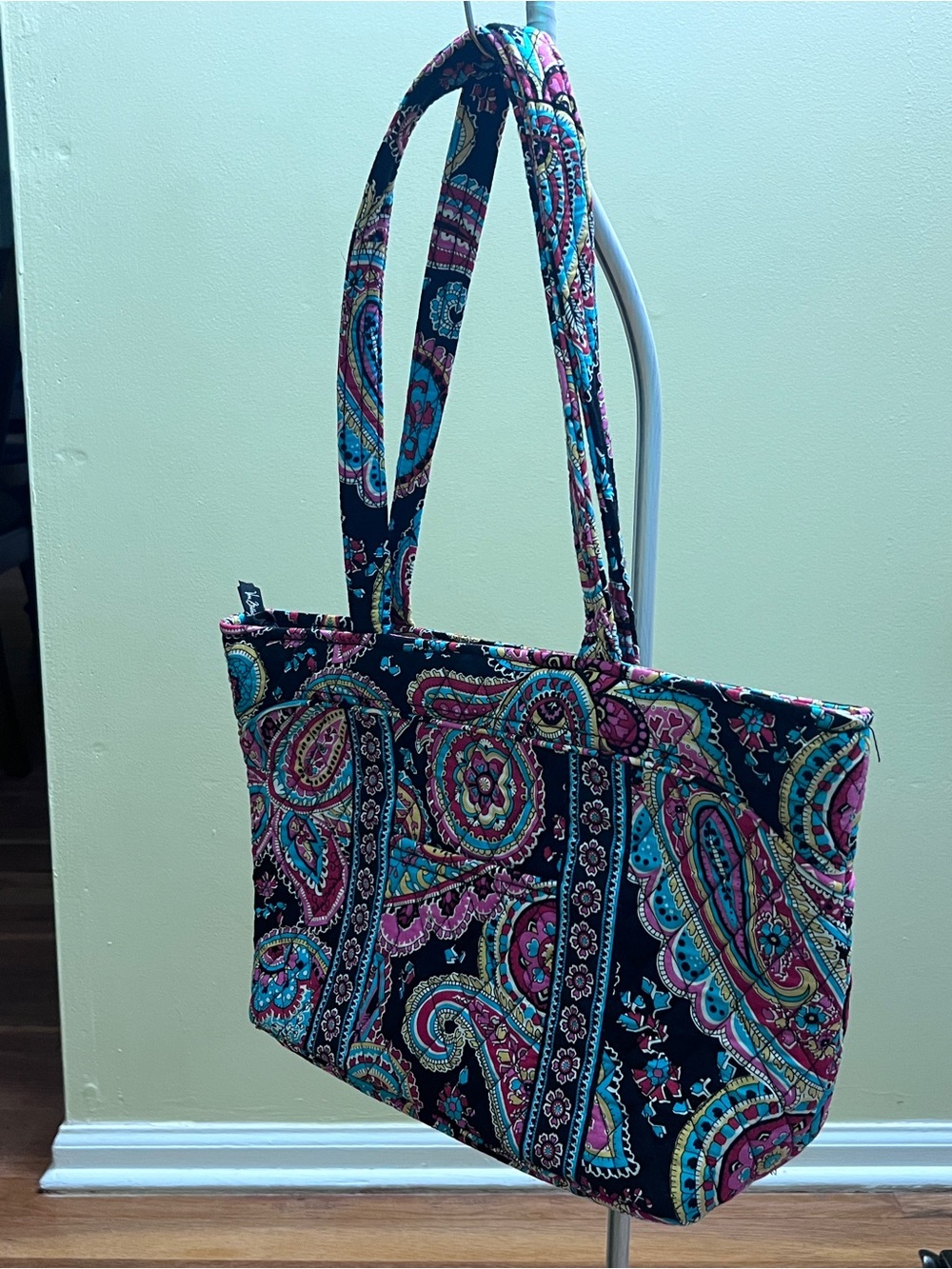 Vera Bradley Quilted Paisley Tote in Black, Pink, Teal and Gold